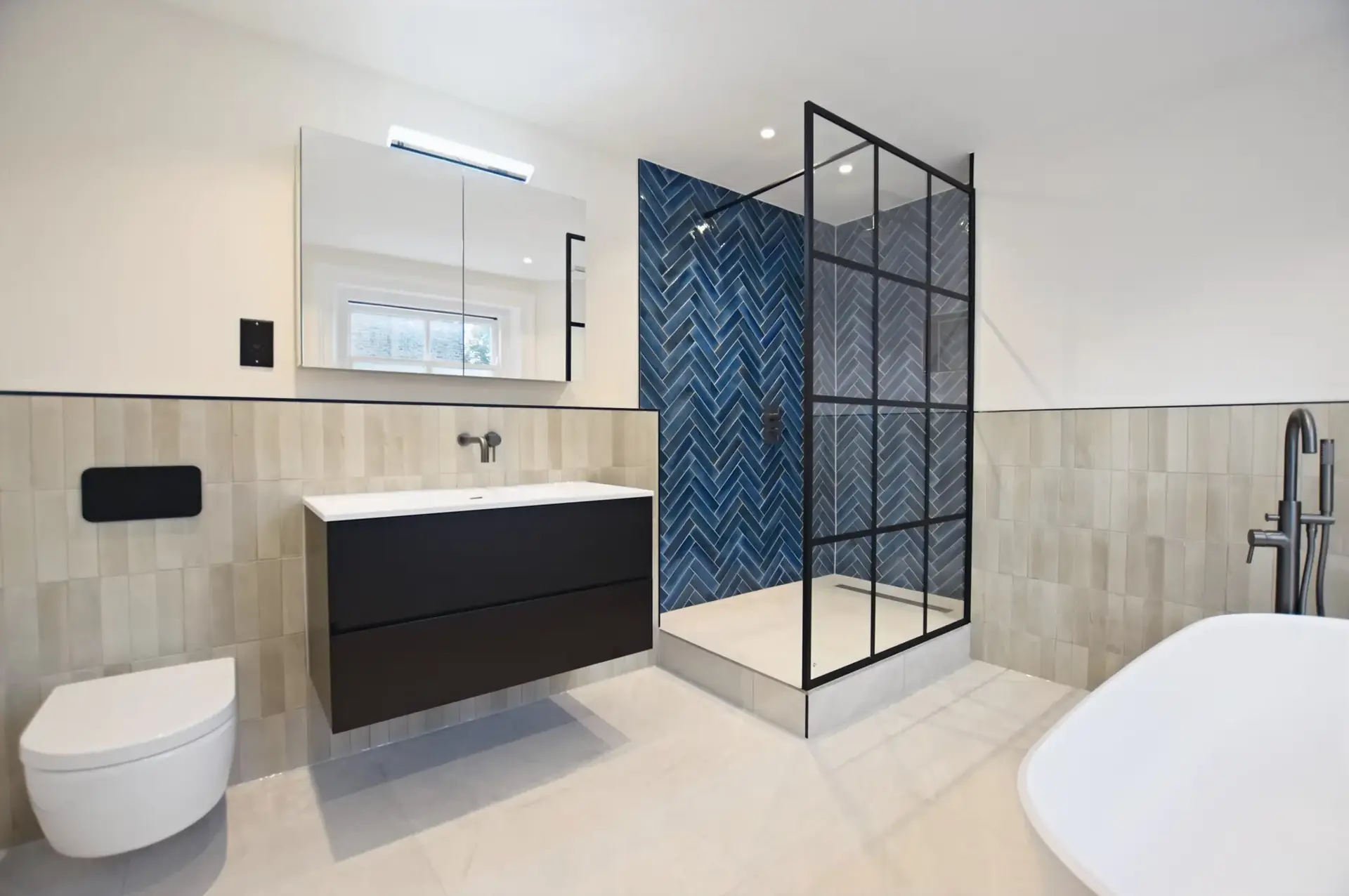 En-suite refurbishment Clapham London - walk-in shower
